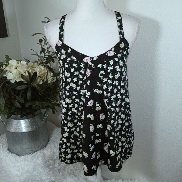 LAUREN CONRAD BLACK FLORAL CAMI SZ.XS EUC - Picture 2 of 7